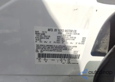 2015 Ford Edge Sel from USA, damaged, VIN 2FMTK4J88FBC36529